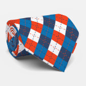 Preppy Sky Blue Navy Blauw Sinaasappel Wit Argyle Stropdas (Opgerold)