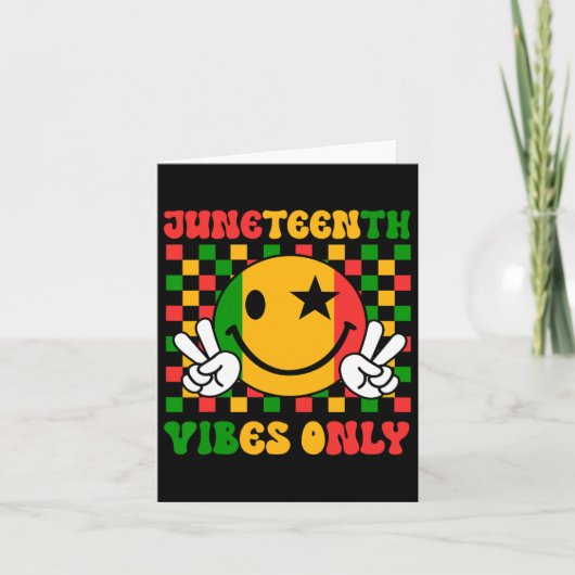 Preppy Smile Face Groovy Juneteenth Vibes Only 186 Kaart (Voorkant)