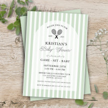 Preppy Soft Green Tennis Country Club Baby shower