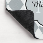 Preppy Soft Grey Argyle Girly Monogram en naam Muismat (Hoek)