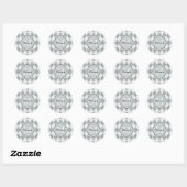 Preppy Soft Grey Argyle Girly Monogram en naam Ronde Sticker (Vel)