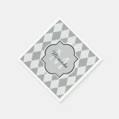 Preppy Soft Grey Argyle Girly Monogram en naam Servetten (Hoek)