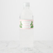 Preppy some Bunny Pink & Green 1st Birthday Party Waterfles Etiket (Voorkant)