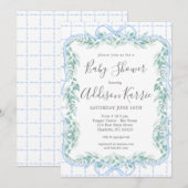 Preppy Southern baby shower, blue bow Baby shower, Kaart (Voorkant / Achterkant)
