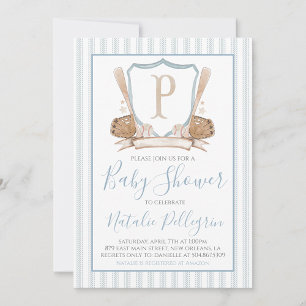 Preppy Southern Baseball Baby shower Uitnodiging