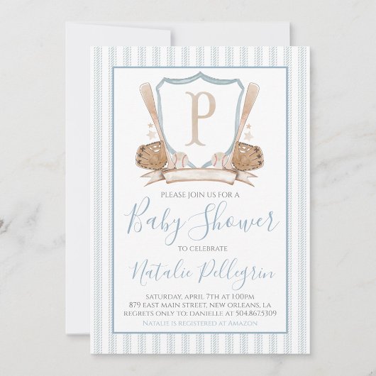 Preppy Southern Baseball Baby shower Uitnodiging
