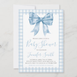 Preppy Southern Blue Bow Boy Baby shower Kaart