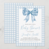Preppy Southern Blue Bow Boy Baby shower Kaart (Voorkant / Achterkant)