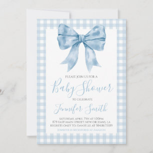 Preppy Southern Blue Bow Boy Baby shower Kaart