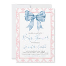 Preppy Southern Blue Bow Meisje Baby shower