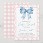 Preppy Southern Blue Bow Meisje Baby shower Kaart (Voorkant / Achterkant)