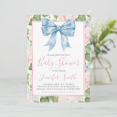 Preppy Southern Blue Bow Meisje Baby shower Kaart (Staand voorkant)