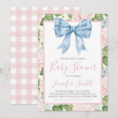 Preppy Southern Blue Bow Meisje Baby shower Kaart (Voorkant / Achterkant)