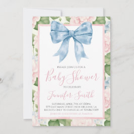 Preppy Southern Blue Bow Meisje Baby shower Kaart