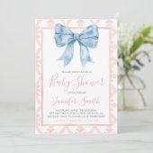 Preppy Southern Blue Bow Meisje Baby shower Kaart (Staand voorkant)