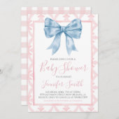 Preppy Southern Blue Bow Meisje Baby shower Kaart (Voorkant / Achterkant)