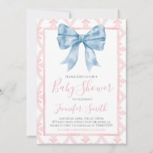 Preppy Southern Blue Bow Meisje Baby shower