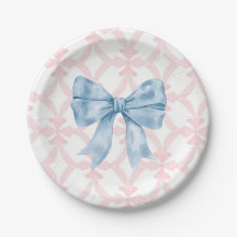 Preppy Southern Blue Bow Meisje Baby shower
