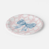 Preppy Southern Blue Bow Meisje Baby shower Papieren Bordje (Gekanteld)