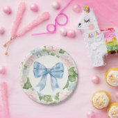 Preppy Southern Blue Bow Meisje Baby shower Papieren Bordje (Feest)