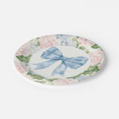 Preppy Southern Blue Bow Meisje Baby shower Papieren Bordje (Gekanteld)