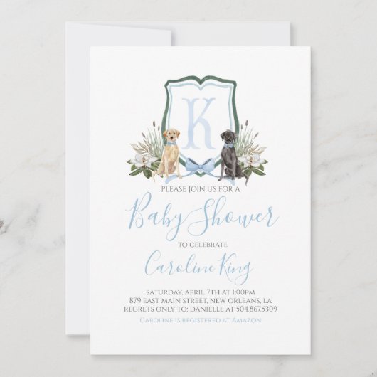 Preppy Southern Blue Boy Baby shower Uitnodiging (Voorkant)