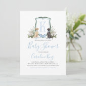 Preppy Southern Blue Boy Baby shower Uitnodiging (Staand voorkant)