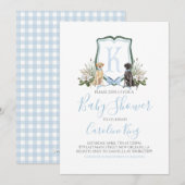 Preppy Southern Blue Boy Baby shower Uitnodiging (Voorkant / Achterkant)