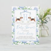 Preppy Southern Blue Boy Beagle Baby shower Kaart (Staand voorkant)