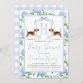 Preppy Southern Blue Boy Beagle Baby shower Kaart (Voorkant / Achterkant)