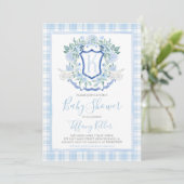 Preppy Southern Blue Boy Carriage Baby shower Kaart (Staand voorkant)