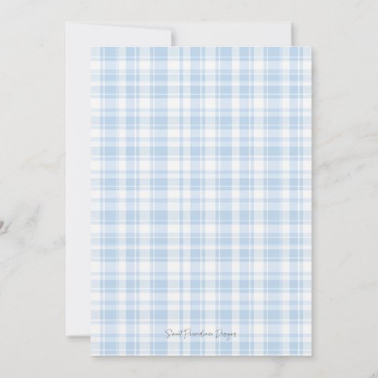 Preppy Southern Blue Boy Carriage Baby shower Kaart (Achterkant)