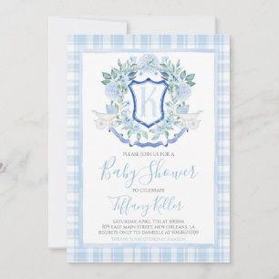 Preppy Southern Blue Boy Carriage Baby shower Kaart