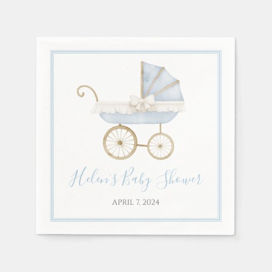 Preppy Southern Blue Boy Carriage Baby shower Servet (Voorkant)