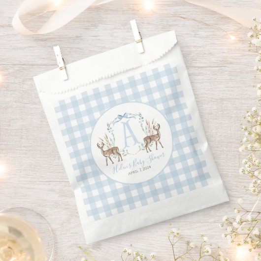 Preppy Southern Blue Boy Deer Baby shower Bedankzakje (Geknipt)