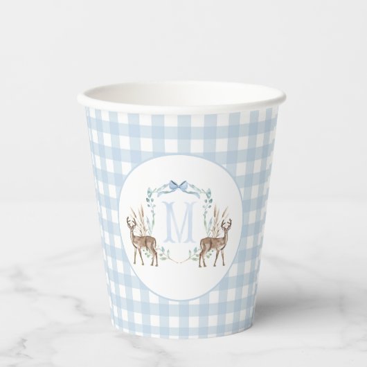 Preppy Southern Blue Boy Deer Baby shower Papieren Bekers (Voorkant)