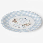Preppy Southern Blue Boy Deer Baby shower Papieren Bordje (Gekanteld)