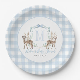 Preppy Southern Blue Boy Deer Baby shower Papieren Bordje