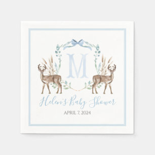 Preppy Southern Blue Boy Deer Baby shower Servet