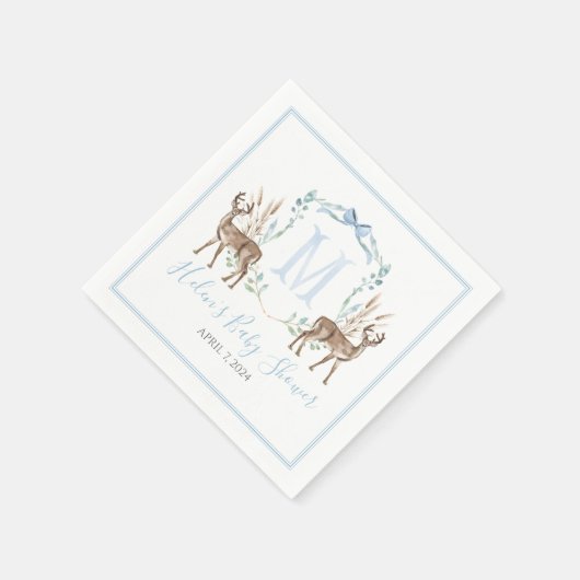 Preppy Southern Blue Boy Deer Baby shower Servet (Hoek)