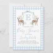 Preppy Southern Blue Boy Deer Hunter-Baby shower Kaart (Voorkant)