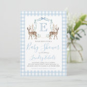 Preppy Southern Blue Boy Deer Hunter-Baby shower Kaart (Staand voorkant)