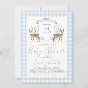 Preppy Southern Blue Boy Deer Hunter-Baby shower Kaart
