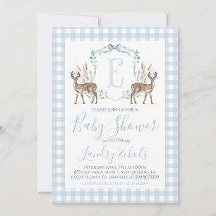 Preppy Southern Blue Boy Deer Hunter-Baby shower Kaart