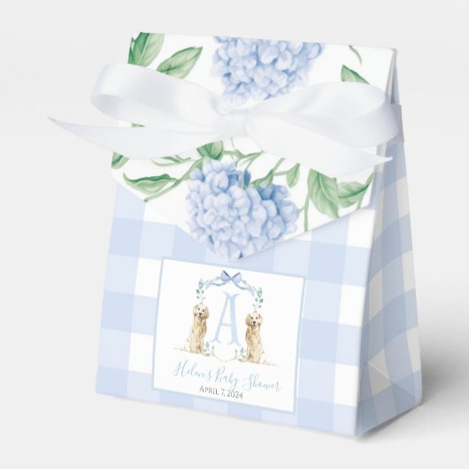 Preppy Southern Blue Boy Dog Baby shower Bedankdoosjes (Voorkant Zijde)