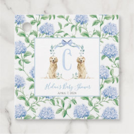 Preppy Southern Blue Boy Dog Baby shower Bedankjes Labels