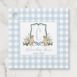 Preppy Southern Blue Boy Dog Baby shower Bedankjes Labels