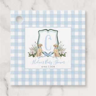 Preppy Southern Blue Boy Dog Baby shower Bedankjes Labels