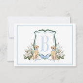 Preppy Southern Blue Boy Dog Baby shower Bedankkaart (Voorkant)