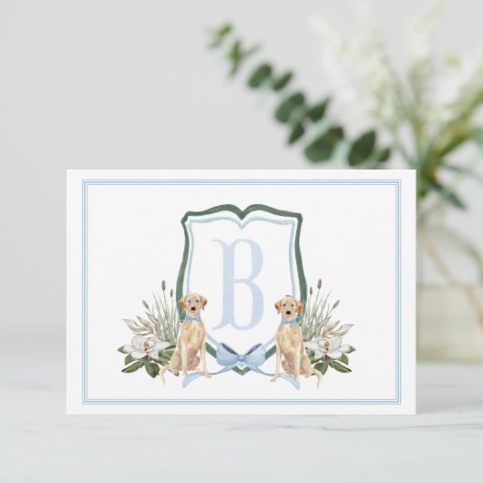 Preppy Southern Blue Boy Dog Baby shower Bedankkaart (Staand voorkant)